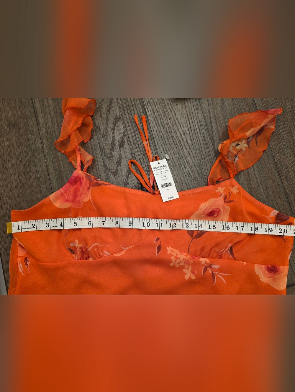 New York and Company - Floral Coral Midi Dress - 18 - Picture 7 of 7